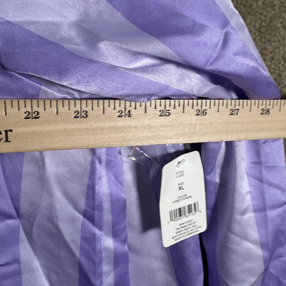LOFT Sleep Pajama Set Womens XL Purple Satin Stripe Notch Collar Long Sleeve PJs - Picture 7 of 16
